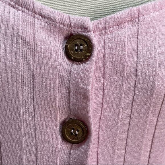 Free People Centeral Park Button Up Baby Pink Blouse Top Women's Size L - Picture 6 of 9